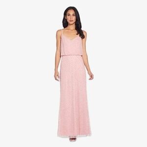 Adrianna Papell Art Deco Beaded Dress Aurora Pink Size 12